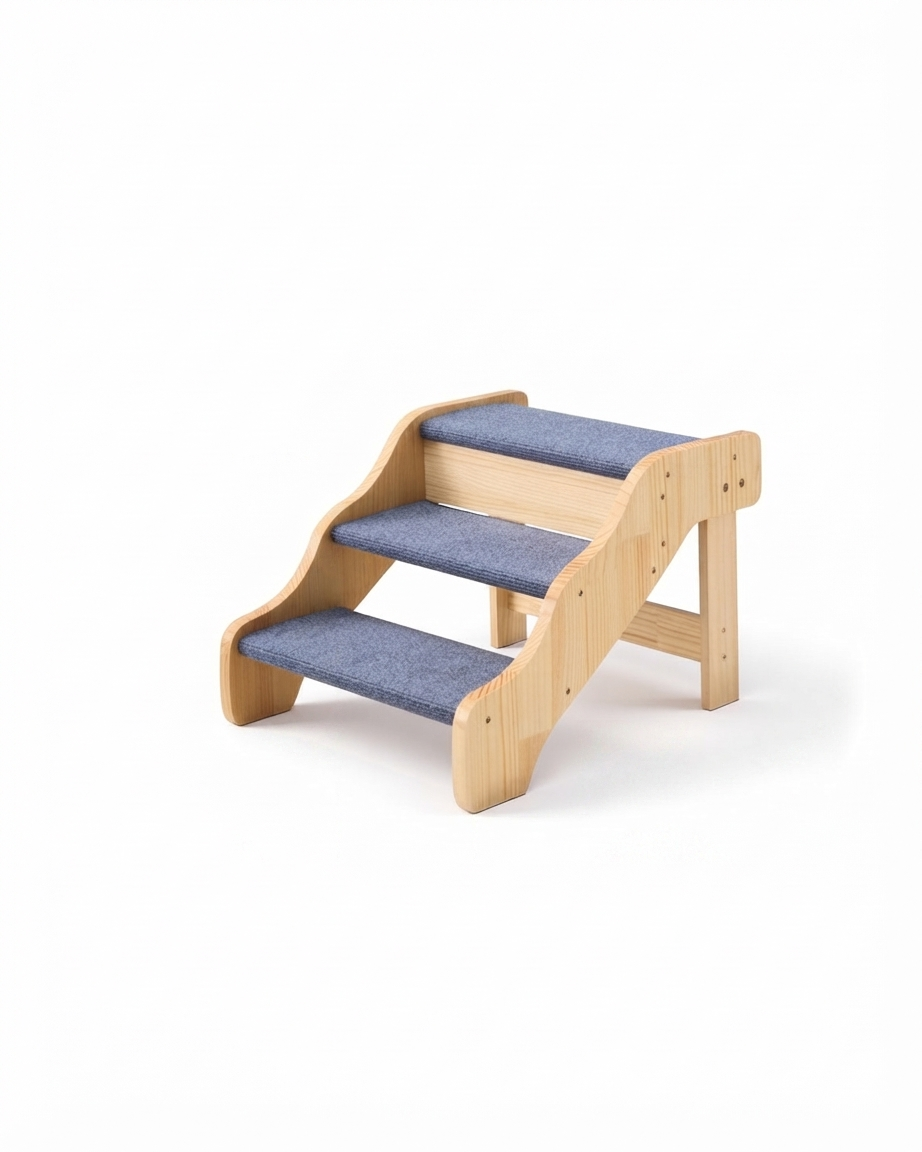 LumiPaws® 3-Step Wooden Dog Stairs for Bed & Couch⁠