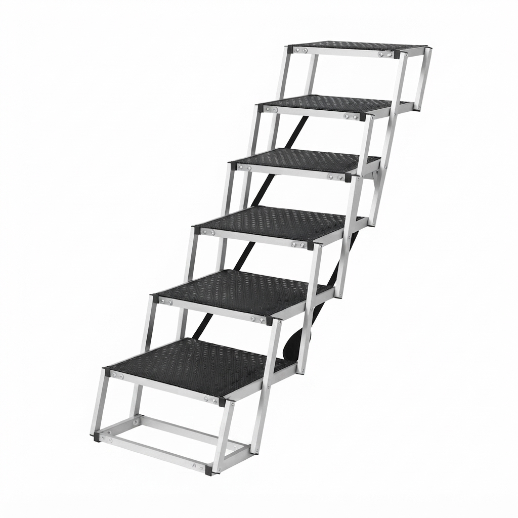 LumiPaws® 5-Step Aluminum Folding Dog Stairs for Cars & SUVs⁠